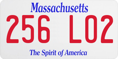 MA license plate 256LO2