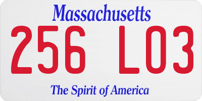 MA license plate 256LO3