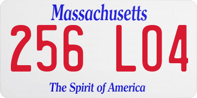 MA license plate 256LO4