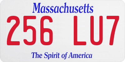MA license plate 256LU7