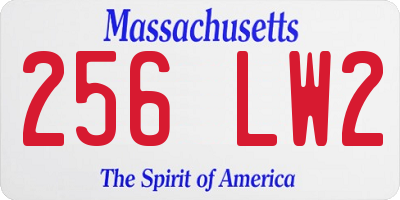 MA license plate 256LW2
