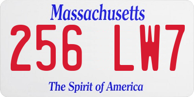 MA license plate 256LW7