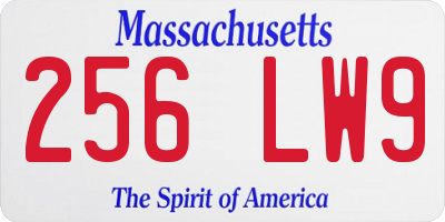 MA license plate 256LW9
