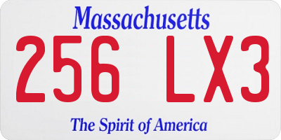 MA license plate 256LX3