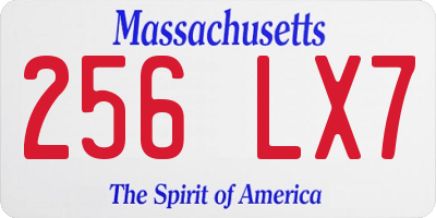 MA license plate 256LX7