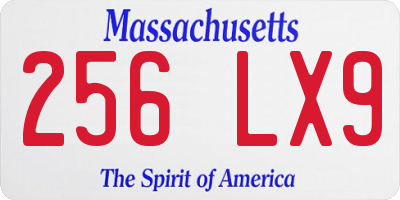 MA license plate 256LX9