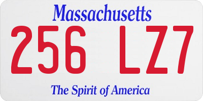MA license plate 256LZ7