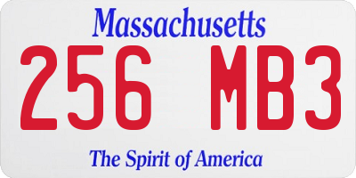 MA license plate 256MB3