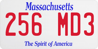 MA license plate 256MD3