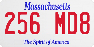 MA license plate 256MD8