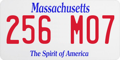 MA license plate 256MO7
