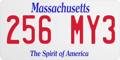 MA license plate 256MY3