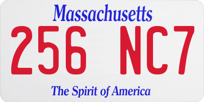MA license plate 256NC7