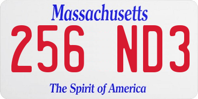 MA license plate 256ND3