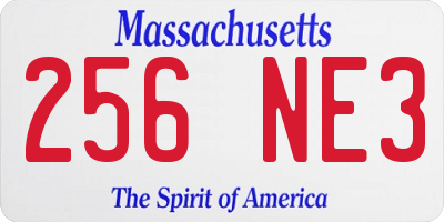 MA license plate 256NE3