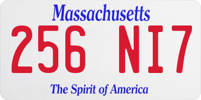 MA license plate 256NI7
