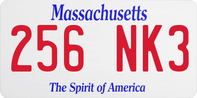 MA license plate 256NK3