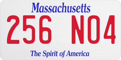 MA license plate 256NO4