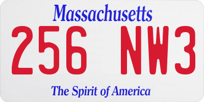 MA license plate 256NW3