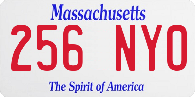 MA license plate 256NY0
