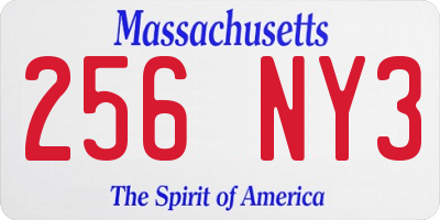 MA license plate 256NY3