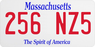 MA license plate 256NZ5