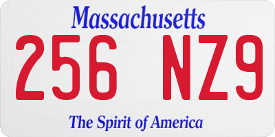 MA license plate 256NZ9