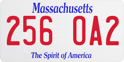 MA license plate 256OA2