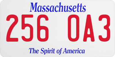 MA license plate 256OA3