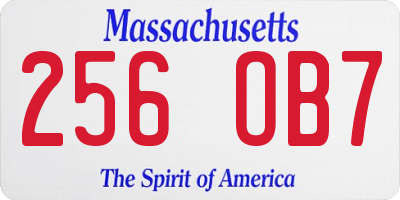 MA license plate 256OB7