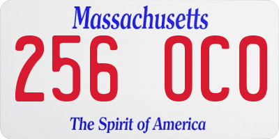 MA license plate 256OC0