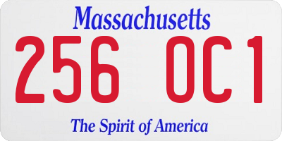 MA license plate 256OC1