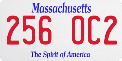 MA license plate 256OC2