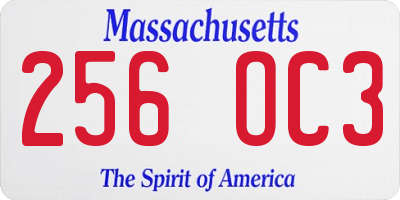 MA license plate 256OC3