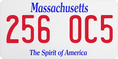 MA license plate 256OC5