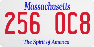 MA license plate 256OC8
