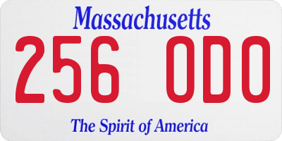 MA license plate 256OD0