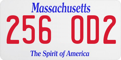 MA license plate 256OD2