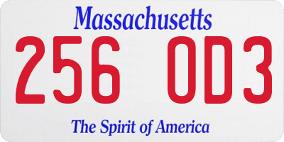 MA license plate 256OD3