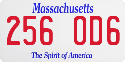 MA license plate 256OD6