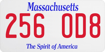 MA license plate 256OD8