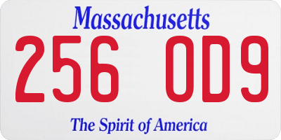MA license plate 256OD9