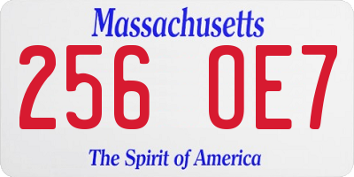 MA license plate 256OE7