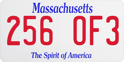 MA license plate 256OF3
