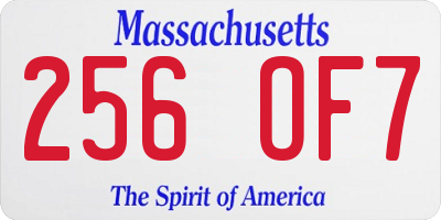 MA license plate 256OF7