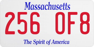 MA license plate 256OF8