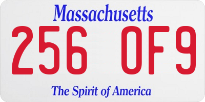 MA license plate 256OF9