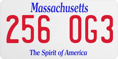 MA license plate 256OG3