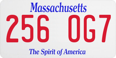 MA license plate 256OG7