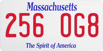 MA license plate 256OG8